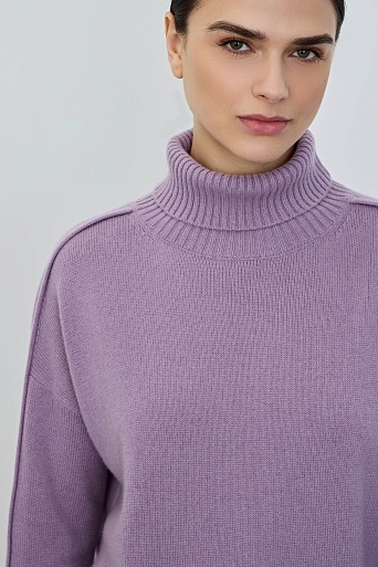 Свитер с декоративными швами с кашемиром, лавандовый