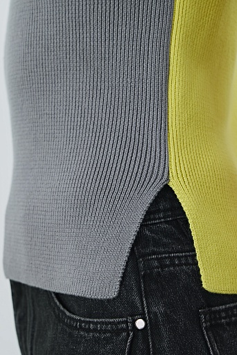 Двухцветный топ в рубчик, серо-желтый