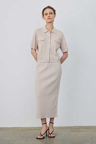 Трикотажная юбка-карандаш, пудровая