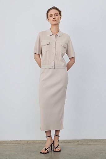 Трикотажная юбка-карандаш, пудровая