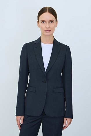 Приталенный жакет на одной пуговице, темно-синий