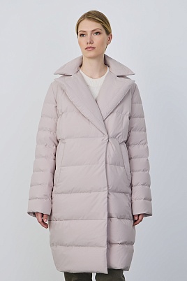 Пуховое пальто-кокон, пудровое