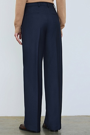 Прямые брюки со стрелками, темно-синие