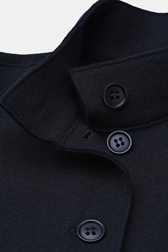 Пальто с воротником-стойкой, иссиня-черное