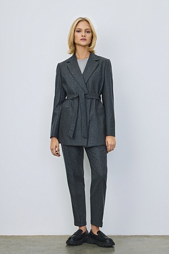 Зауженные брюки-джоггеры, темно-серые меланж