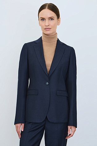 Приталенный жакет на одной пуговице, темно-синий