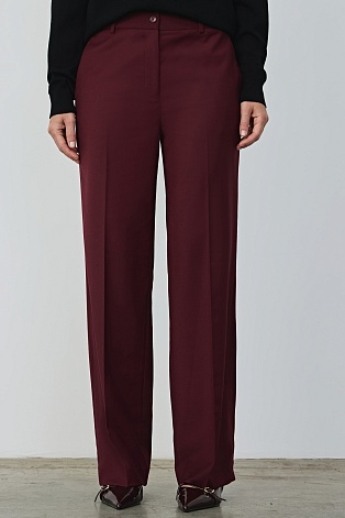 Костюмные брюки со стрелками, бордовые M
