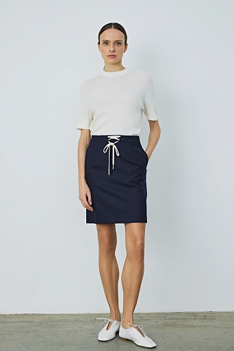 Мини-юбка на шнурке, темно-синяя MIRTA