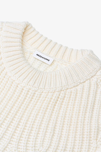 Джемпер фактурной вязки с шерстью, сливочный
