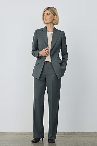 Брюки со стрелками, серо-зеленые M