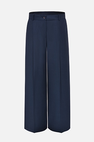 Широкие брюки с отворотами, темно-синие A