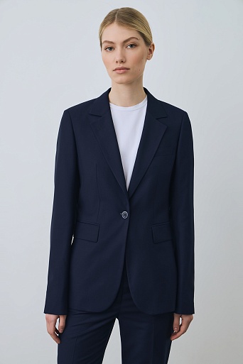 Жакет на одной пуговице темно-синего цвета KARLA