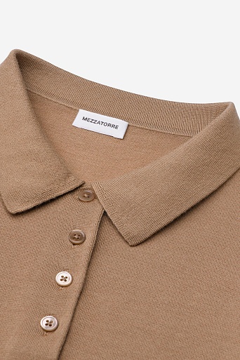 Вязаная футболка-поло, цвет карамель