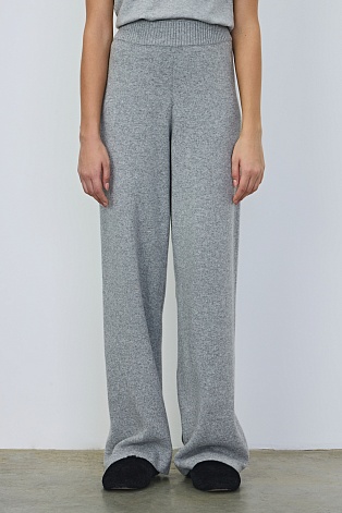 Свободные трикотажные брюки с кашемиром, светло-серые