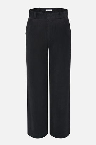 Прямые хлопковые брюки, черные