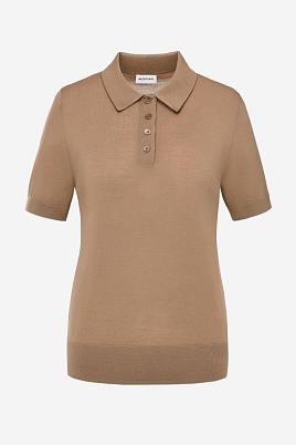 Вязаная футболка-поло, цвет карамель
