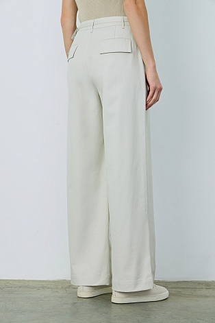 Прямые хлопковые брюки, светло-бежевые