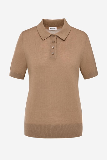 Вязаная футболка-поло, цвет карамель