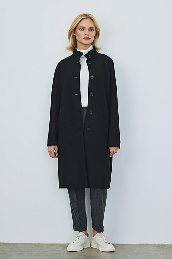 Пальто с воротником-стойкой, черное