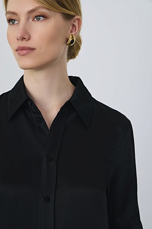 Платье-рубашка на пуговицах, черное