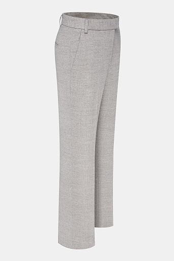 Прямые брюки из шерсти с кашемиром, серо-бежевые