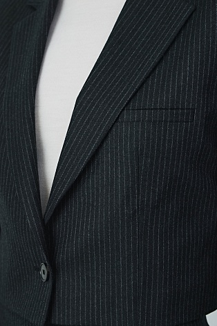 Укороченный жакет в тонкую полоску, черный G