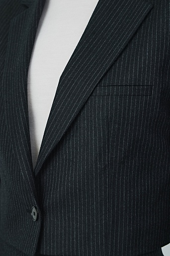 Укороченный жакет в тонкую полоску, черный GEORGINA