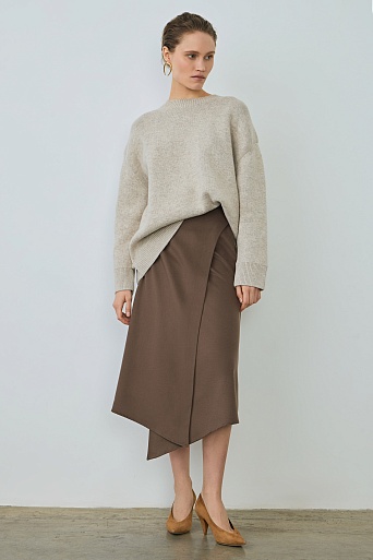 Хлопковый джемпер с кашемиром, бежевый меланж