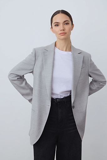 Жакет-оверсайз прямого кроя, светло-серый MILA