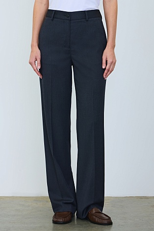 Прямые брюки со стрелками, темно-синие