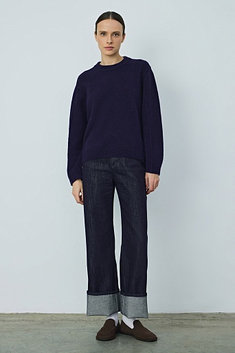 Джемпер из альпаки с декоративным швами, чернильный