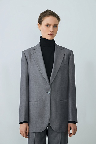Свободный пиджак на одной пуговице, серый M