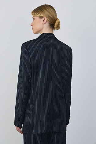 Удлиненный жакет в полоску, темно-синий M