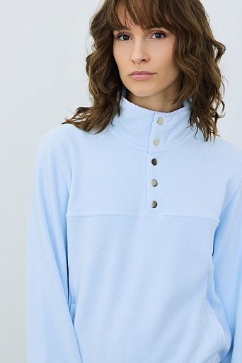 Флисовая олимпийка на кнопках, нежно-голубая