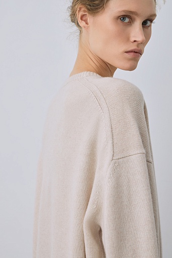 Кашемировый джемпер-оверсайз, кремовый