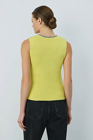 Двухцветный топ в рубчик, серо-желтый