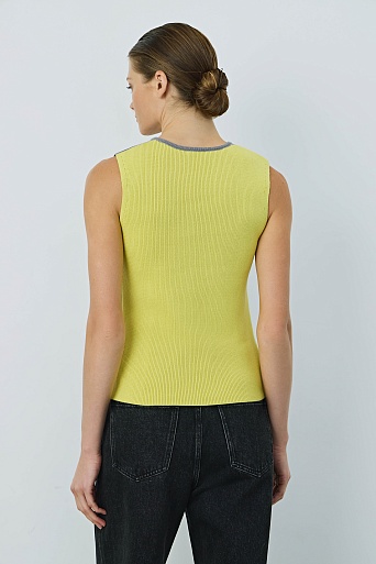 Двухцветный топ в рубчик, серо-желтый