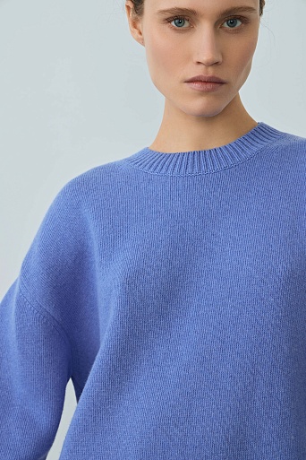 Хлопковый джемпер с кашемиром, голубой