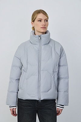 Укороченная куртка на молнии, светло-серая