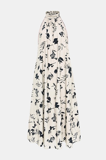 Молочное платье свободного кроя с рисунком