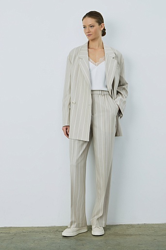 Двубортный пиджак в полоску, бежевый RIA