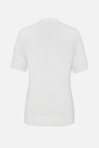 Тонкий джемпер из шерсти с коротким рукавом, молочный