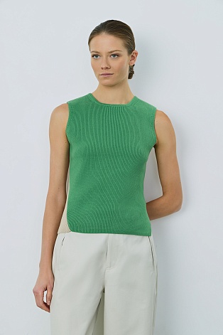 Двухцветный топ в рубчик, бежево-зеленый
