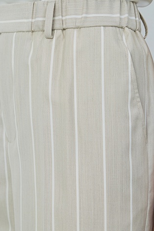 Прямые брюки в полоску на резинке, бежевые TAYLOR