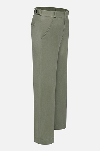 Прямые хлопковые брюки, оливковые