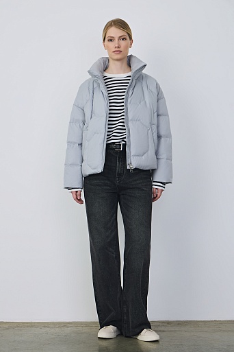 Укороченная куртка на молнии, светло-серая