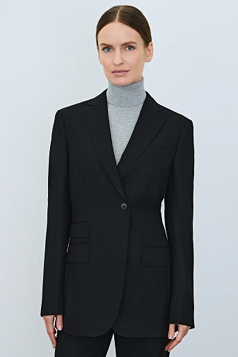 Приталенный жакет с декоративной складкой, черный