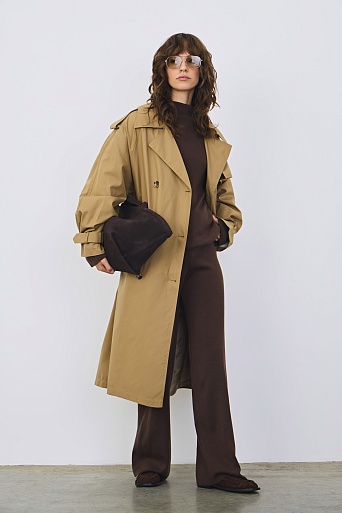 Трикотажный костюм из шерсти, шоколадный