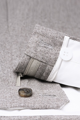 Свободные брюки с защипами, серо-бежевый меланж