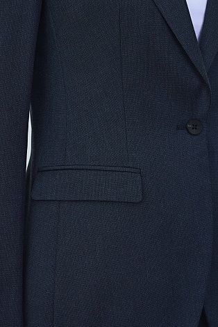 Приталенный жакет на одной пуговице, темно-синий